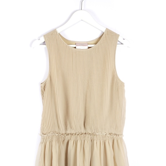 Romeo & Juliet Couture tan pleated ruffle dress, M - Picture 4 of 8